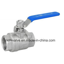 Ss316L Plastic Handle Cover PTFE Seal Thread 2PC Ball Valve